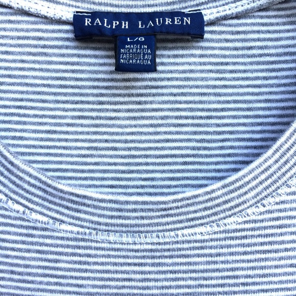 Ralph Lauren fitted striped tee shirt top blouse stretchy crew neck polo white - Picture 2 of 8